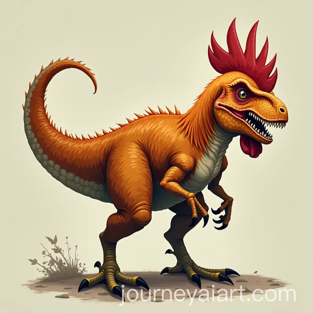 Monstrous-Creature-Combining-Chicken-and-Tyrannosaurus-Rex-with-Scaly-Tail-and-Sharp-Claws