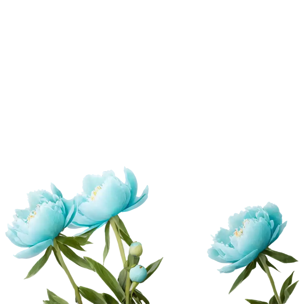 Peonies-Flowers-in-Turquoise-Tones-HighQuality-PNG-Image-for-Versatile-Use