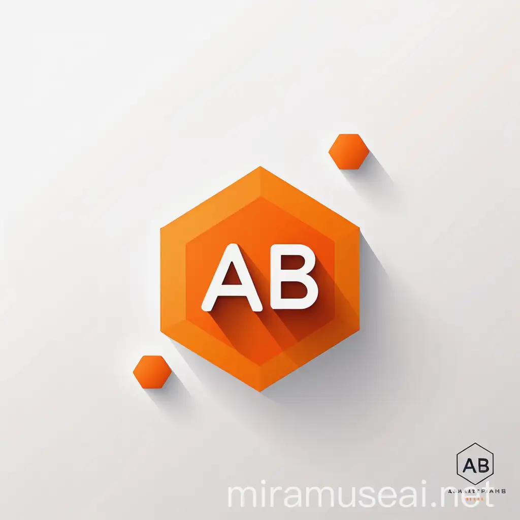 Minimalistic Flat Orange Hexagon Logo with Bold AB Letters