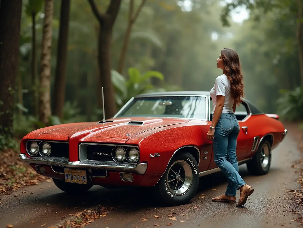 Costa-Rican-Woman-Posing-Next-to-a-New-Pontiac-Car