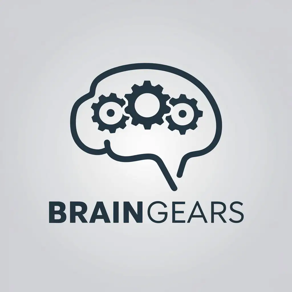 a vector logo design,with the text "BrainGears", main symbol:Outline in the form of a brain. Inside the outline there are three gears that can overlap each other,Moderate,be used in Others industry,clear background