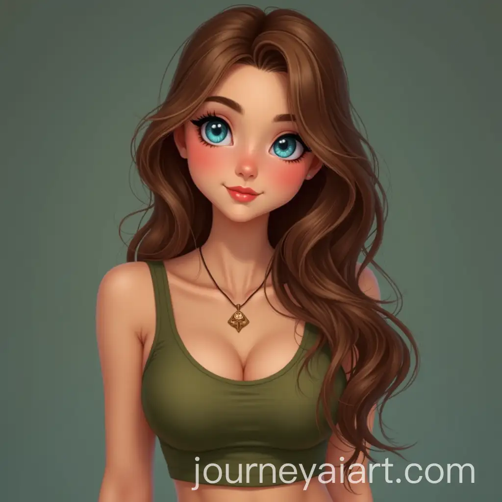 Young-Girl-with-Light-Brown-Hair-and-Bright-Blue-Eyes-Wearing-Olive-Green-Crop-Top