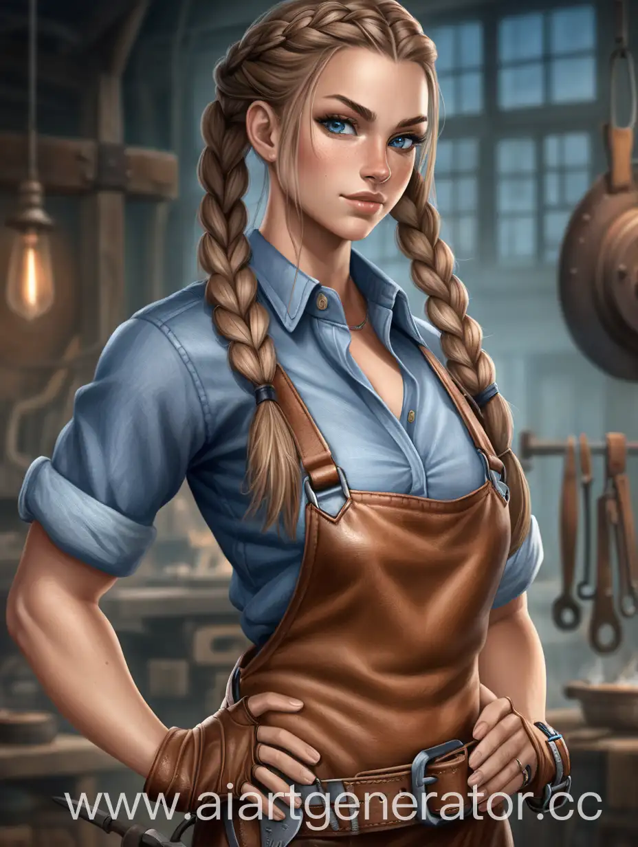 Muscular-Female-Blacksmith-in-Forge