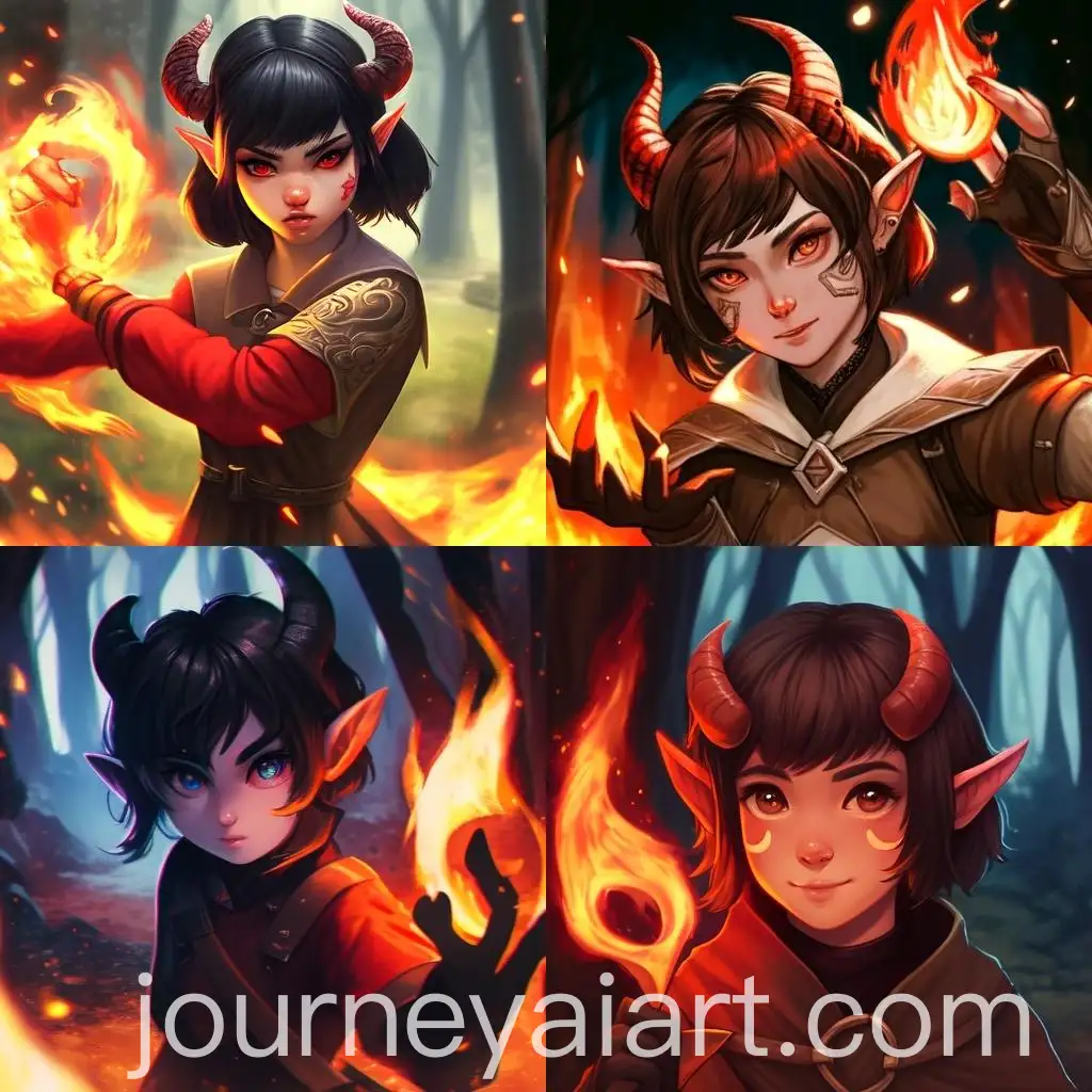 Adorable-Young-Tiefling-Druid-Controlling-Fire-in-Forest