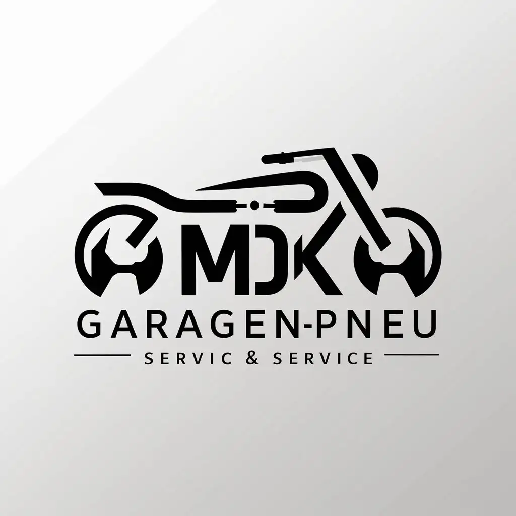 LOGO Design for MDK GaragenPneu Service Motorcycle and Tools Symbol with Automotive Theme