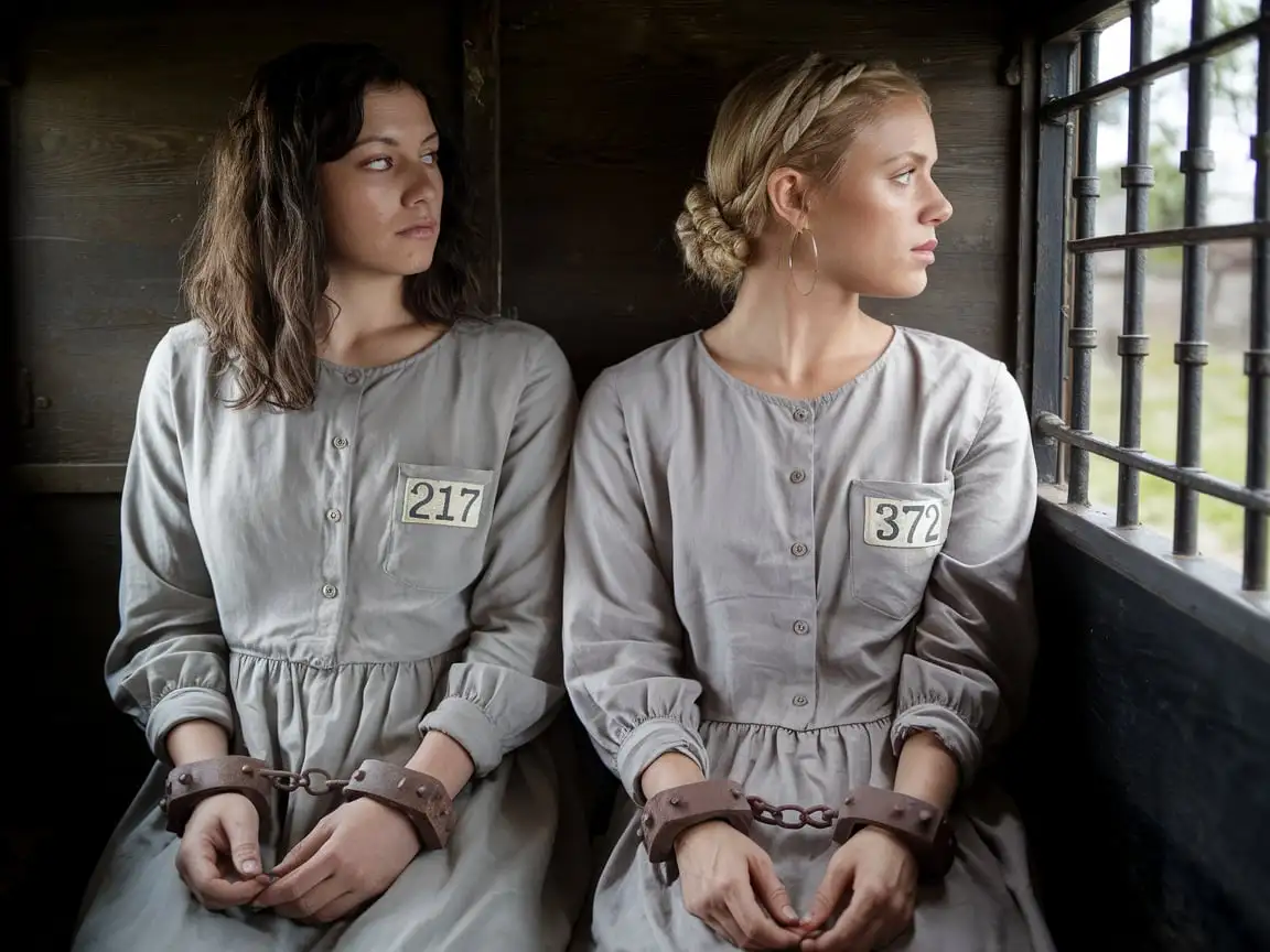 Two Sad Beauty Prisoners in a Texas Transporter Carriage