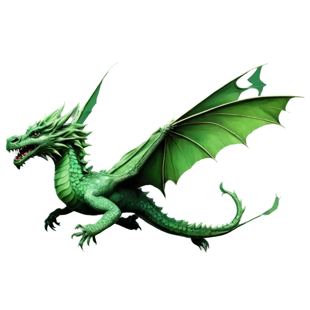 Emerald-Colored-Flying-Dragon-PNG-Image-A-Stunning-Visual-Asset-for-Creative-Projects