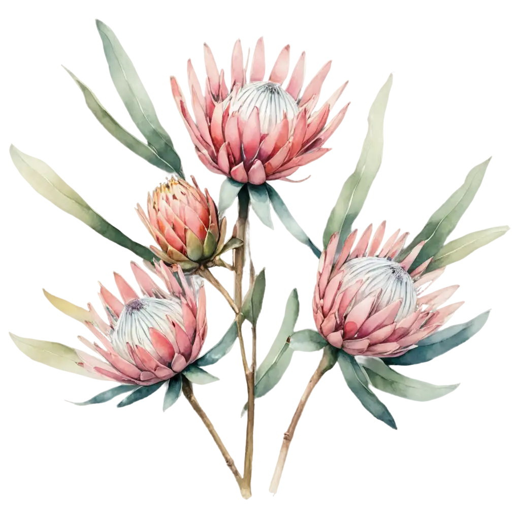 HighAI-Art-Prompt-AnalysisQuality-PNG-of-Dreamy-Watercolor-Protea-Flowers-and-South-African-Flora-Perfect-for-Digital-and-Print-Projects