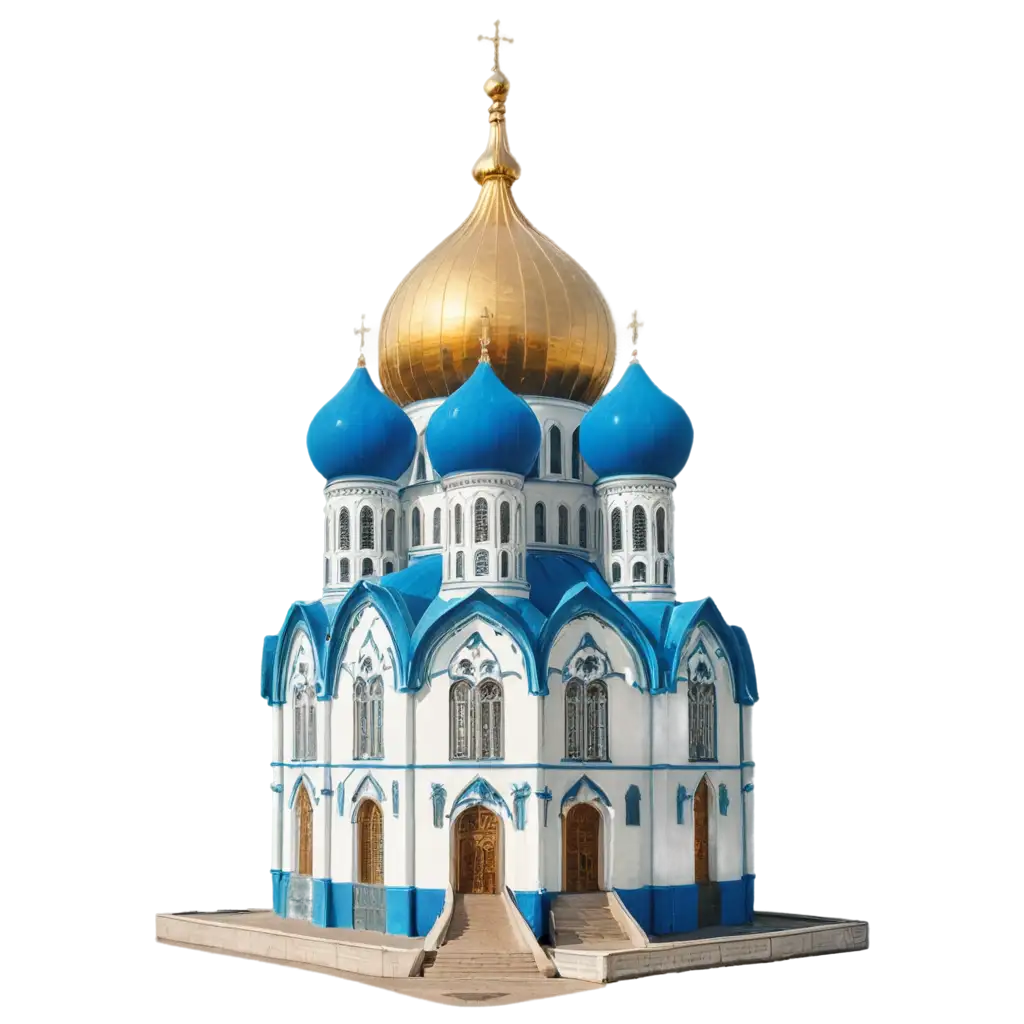 Stunning-Blue-Church-with-Gold-Domes-PNG-Capturing-the-Elegance-of-Belgorods-Beautiful-Architecture