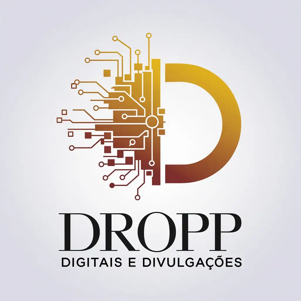 LOGO Design for Dropp Digitais e Divulgaes Modern Digital Technology with Circuit and Pixel Elements