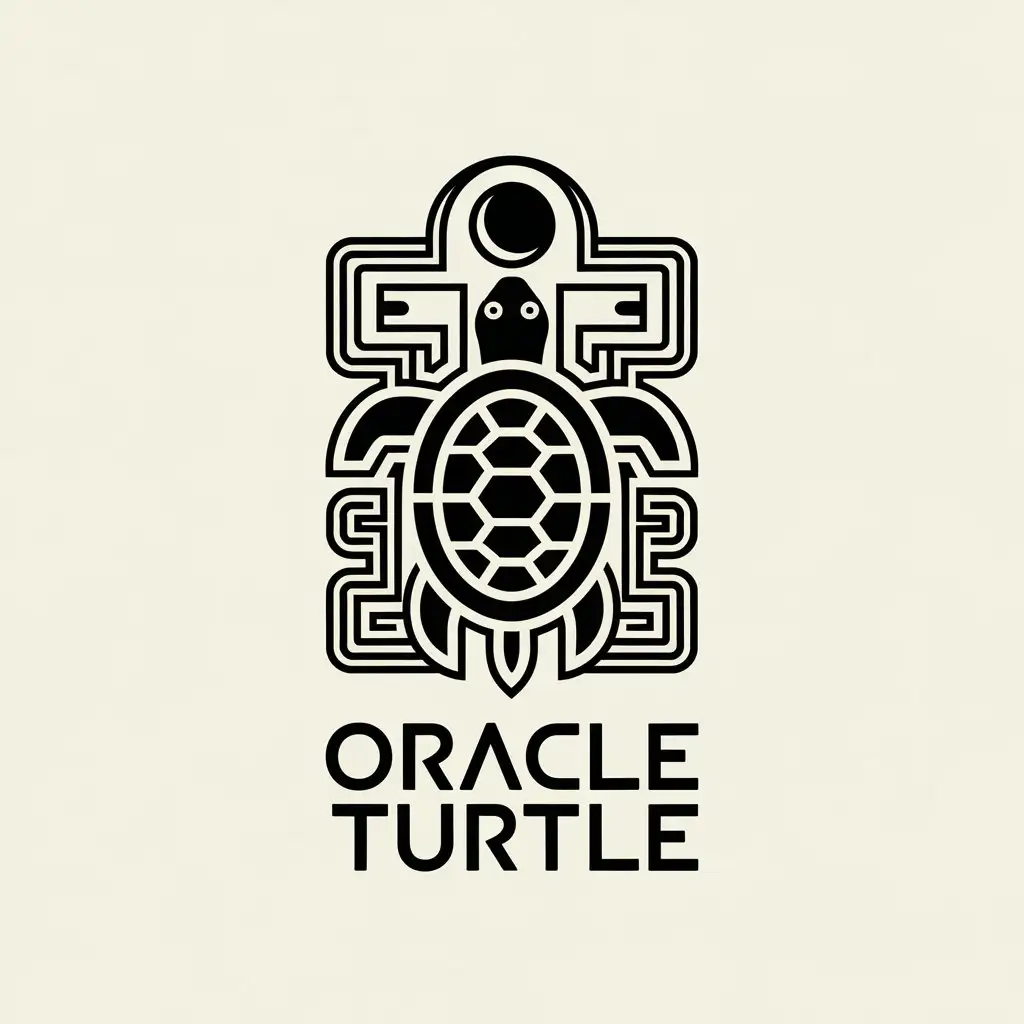 a vector logo design,with the text "Oracle turtle", main symbol:Turtle, Maya Indians, moon,Moderate,be used in Esoterica industry,clear background