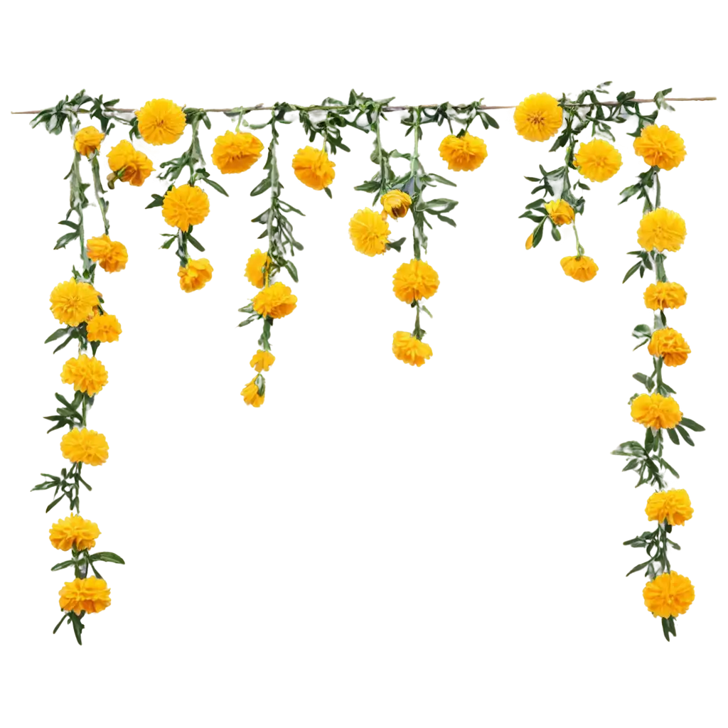 Beautiful-Marigold-Garland-Handing-PNG-Image-for-Versatile-Use