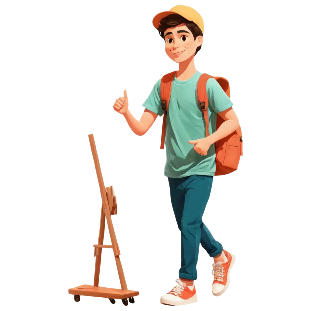 PNG-Cartoon-Illustration-of-a-Teenager-Going-to-School-Perfect-for-SchoolRelated-Visual-Content