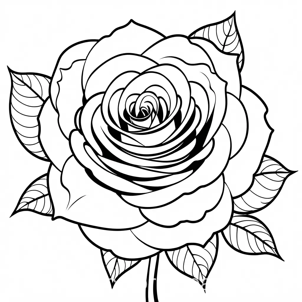 Alphabet-O-Nestled-in-a-Big-Rose-Flower-Coloring-Page