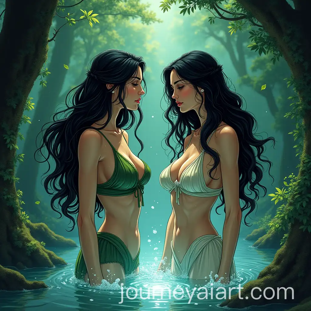 Mythical-Persian-Sisters-Cleansing-inAI-Image-Prompt-Expansion-Sacred-Spring-DC-Comics-Style