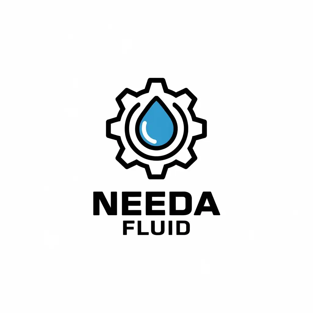 LOGO Design for Needa Fluid Minimalistic Gear and Water Droplet Symbol for Technology Industry