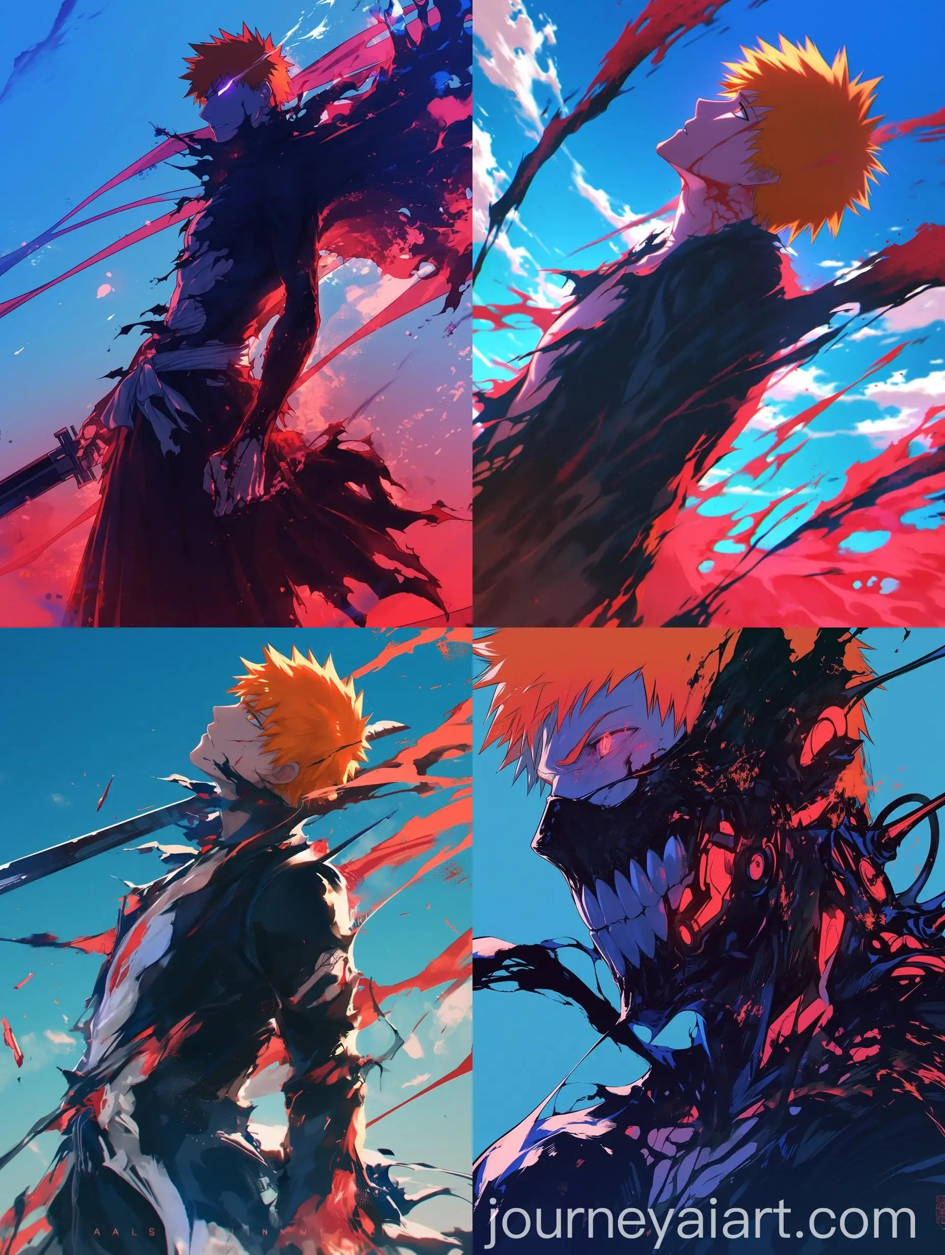 Ichigo-Kurosaki-Activating-Black-Karma-in-Neon-Mecha-Anime-Style