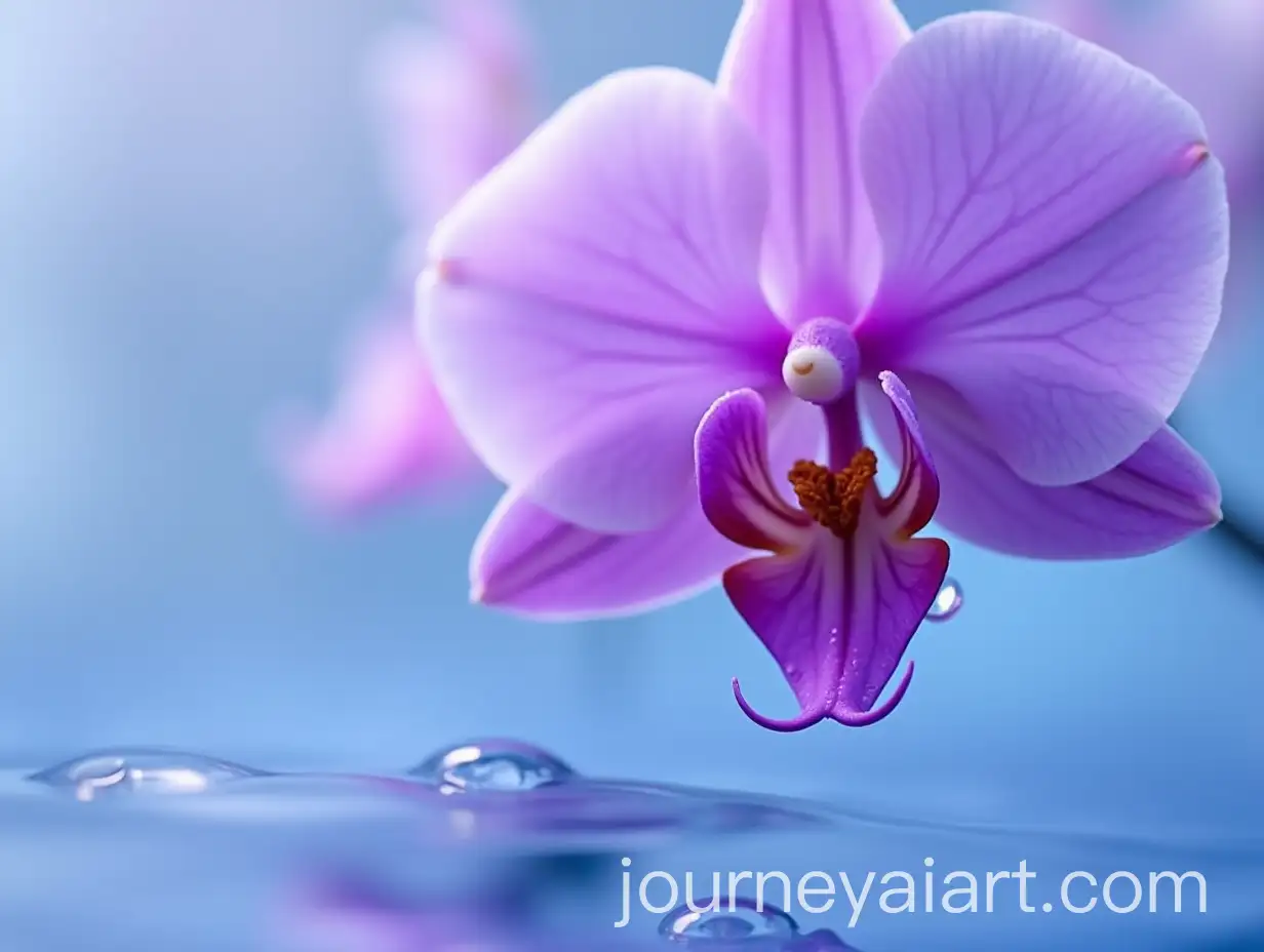 Closeup-of-Purple-Orchid-with-Water-Droplets-and-Light-Ripple-Effects