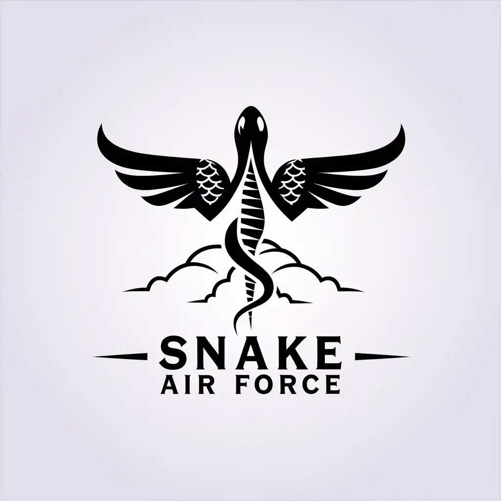 LOGO Design for Snake Air Force Aircraft Clouds and Military Theme with Minimalistic Style