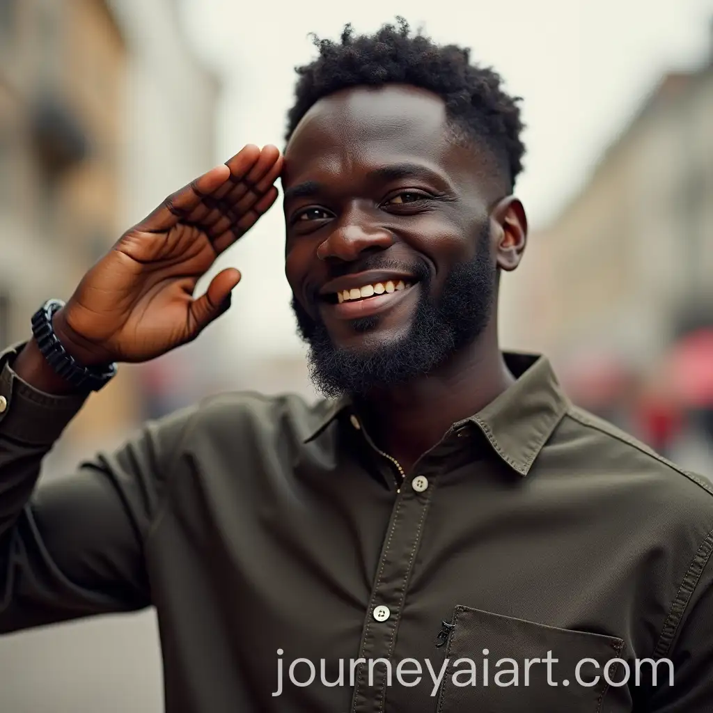 Black-African-Man-Saluting-in-Military-Uniform