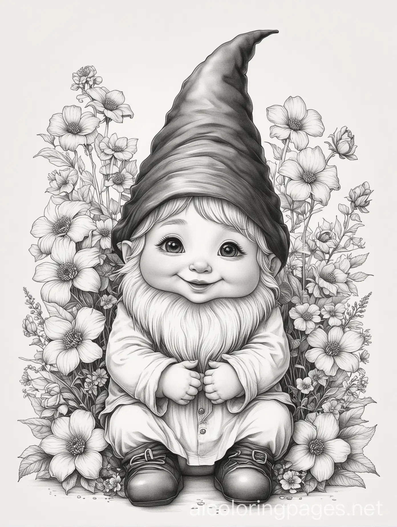 Adorable-Baby-Gnome-Surrounded-by-Delicate-Flowers