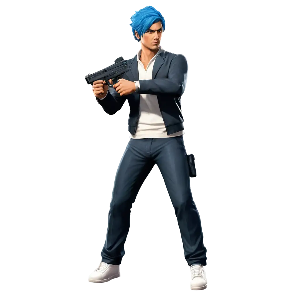 Vibrant-GTA-V-Character-with-Blue-Hair-and-Gun-HighQuality-PNG-for-Diverse-Uses