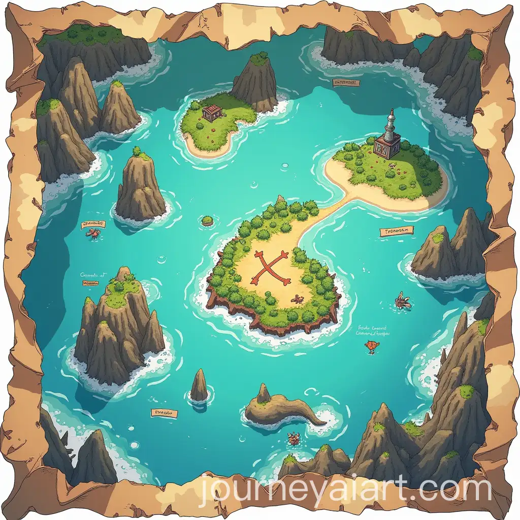 Whimsical-Anime-Style-Treasure-Map-Featuring-Sea-Monsters-and-NFT-Logos