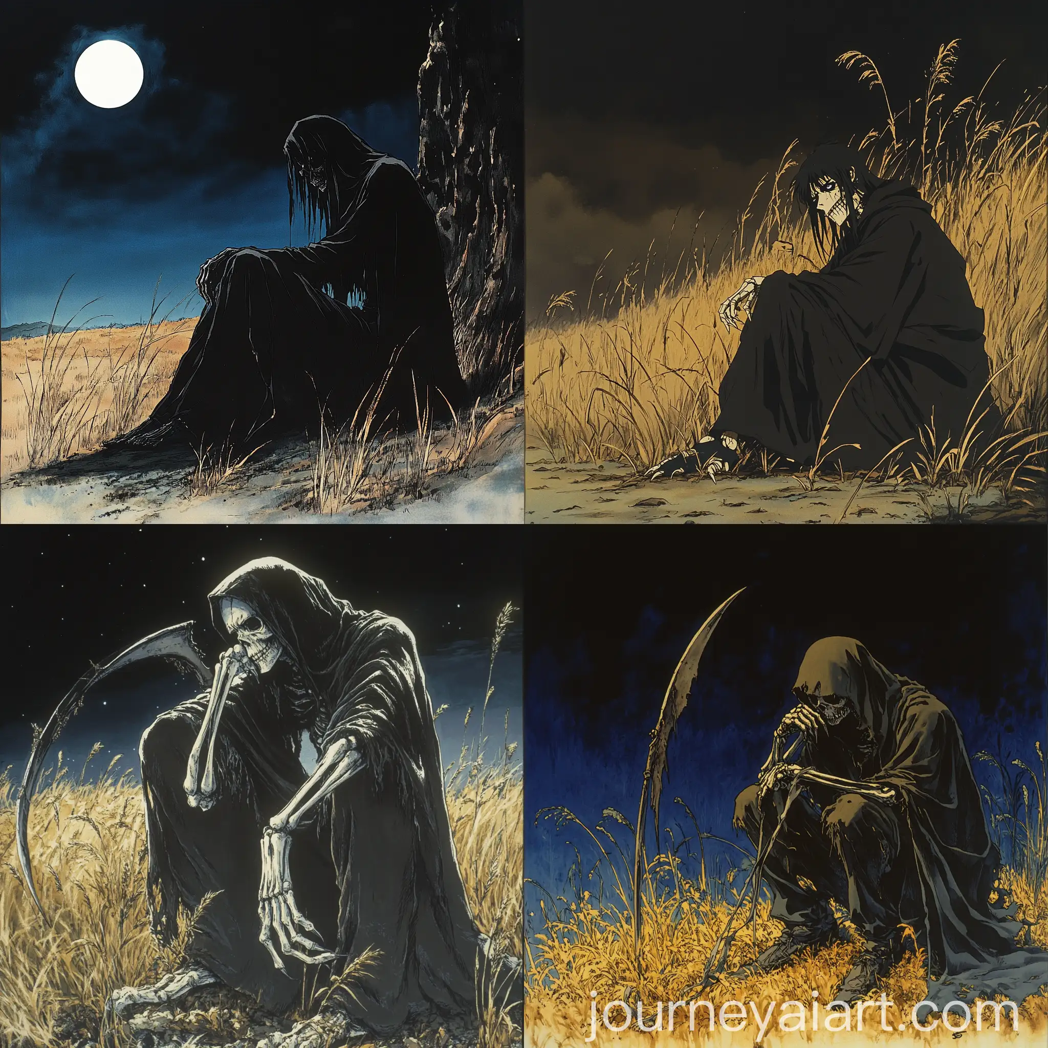 Defeated-Reaper-Resting-in-a-Moonlit-Grass-Field-A-Tetsuo-Hara-Inspired-Anime-Scene
