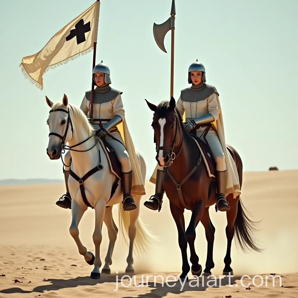 German-Female-Teutonic-Knight-Riding-Horse-with-Spear-and-Axe