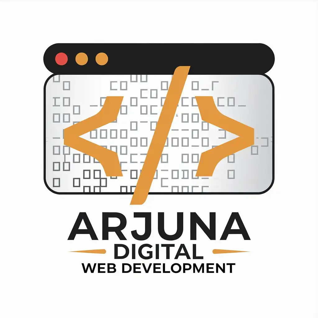 LOGO Design for Arjuna Digital Web Development Vector Logo with Coding and Browser Symbols