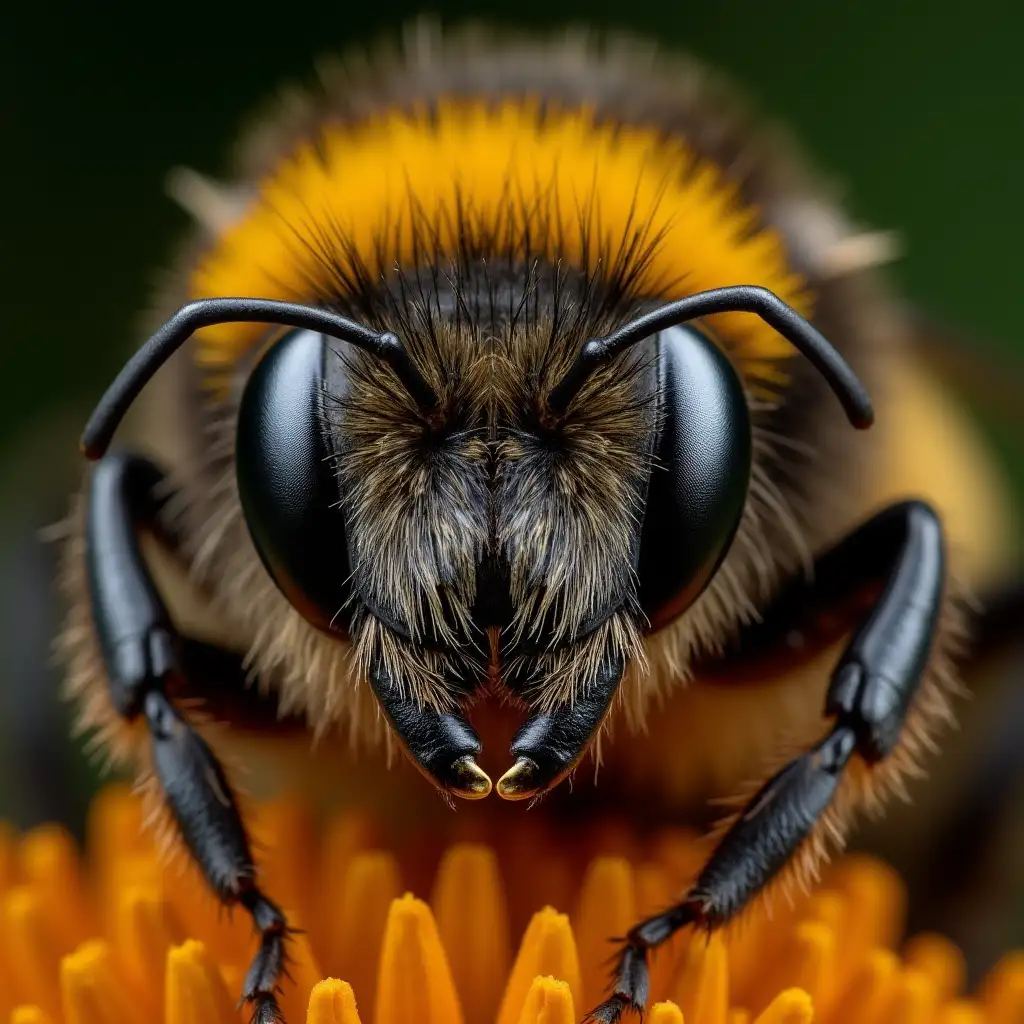 Detailed-Macro-Photograph-of-a-Bumblebee-Head