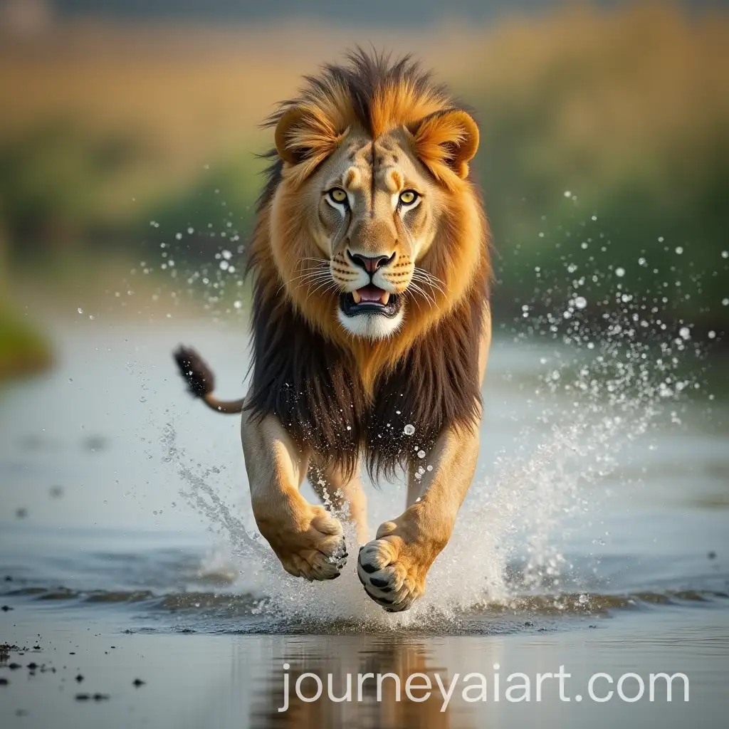 Majestic-Lions-Sprinting-Away-from-Water