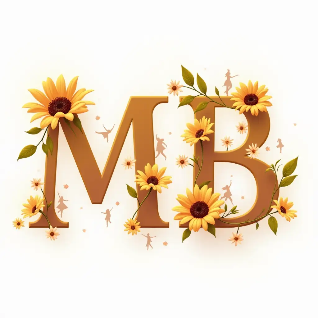 Playful-Typography-of-M-and-B-with-Sunflowers-and-Dancer-Silhouettes