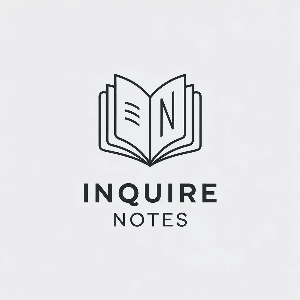 LOGO Design for Inquire Notes Open Book or Notebook with Minimalistic Style and Clear Background