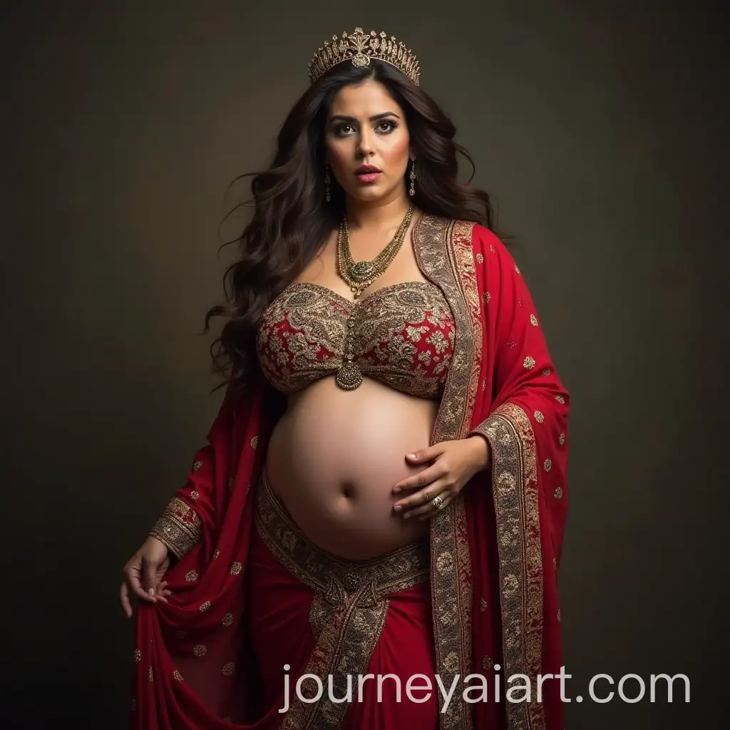 Fearful-Persian-Woman-in-Traditional-Attire-with-Large-Bust