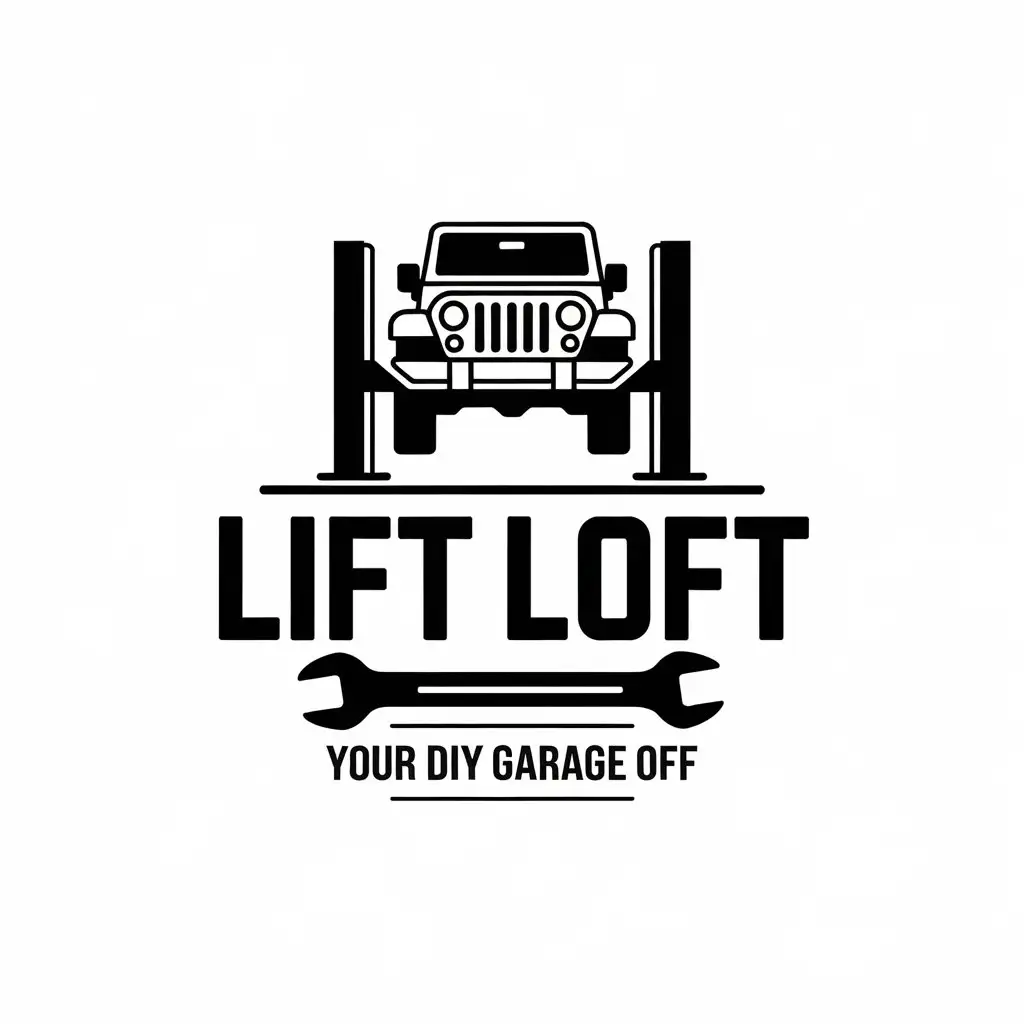 LOGO Design for Lift Loft Jeep on 2Post Lift with Wrench and Automotive Theme