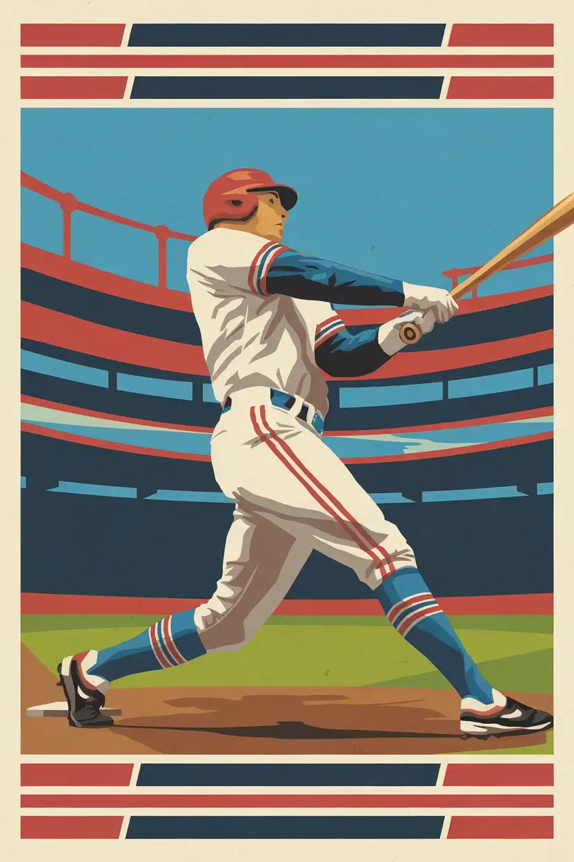 Vintage 1990s Baseball Poster with Retro Theme and Players