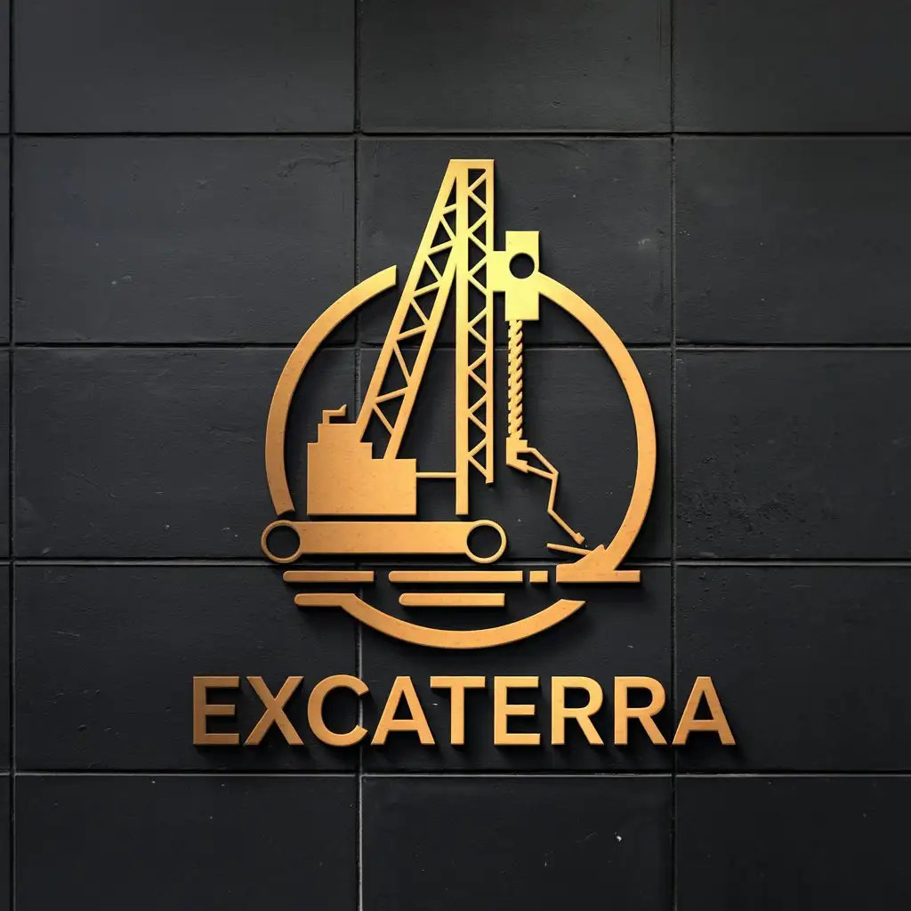 LOGO Design for Excaterra Modern Bold Black and Gold Horizontal Directional Drilling Theme