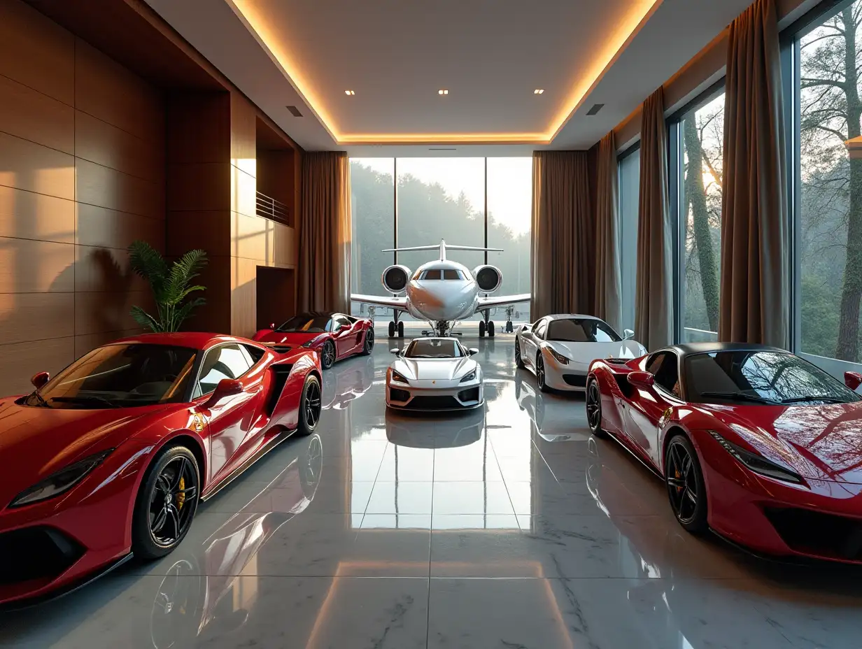 in my house there are many luxurious cars and some private jets