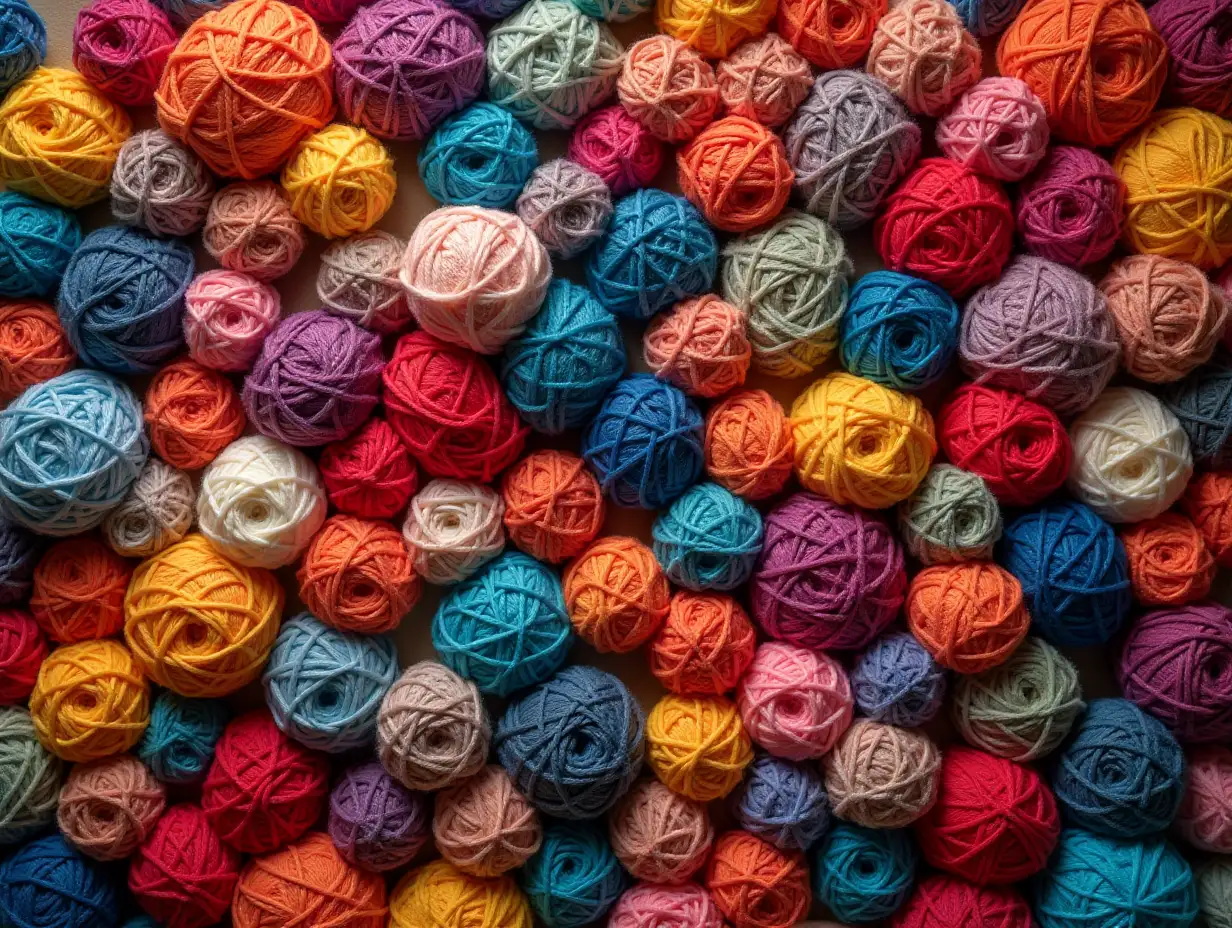 A massive collection of colorful balls of yarn