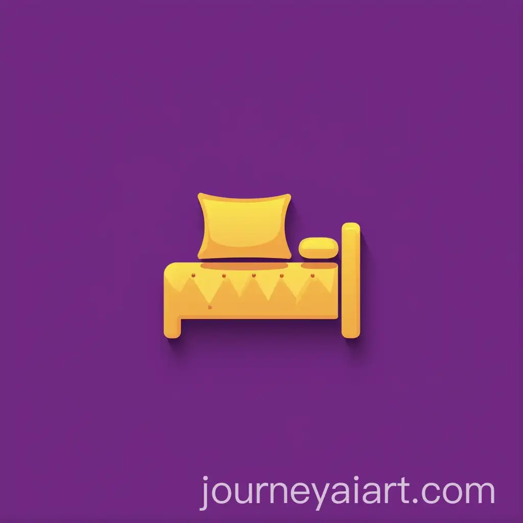 Yellow-Logo-for-Online-Shop-Selling-Mattresses-Pillows-and-Bedspreads-on-Purple-Background