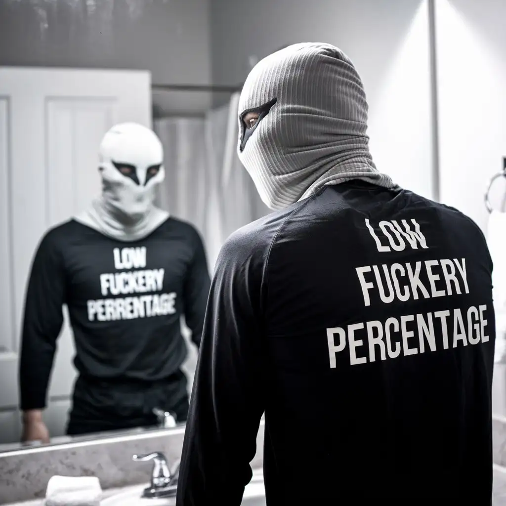 Sad-Man-in-CounterStrike-Terrorist-Mask-Reflecting-in-Mirror-with-Low-Fuckery-Percentage-Shirt