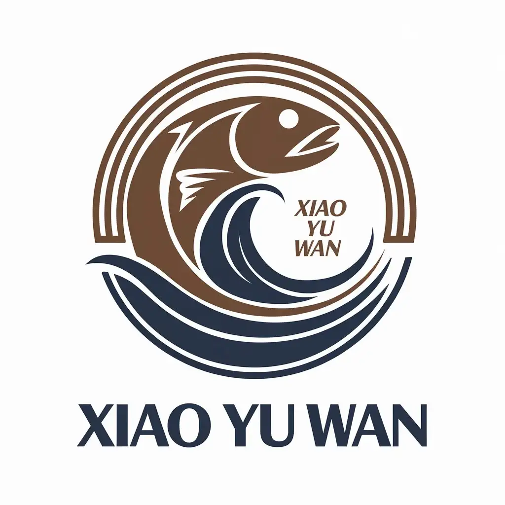 a vector logo design,with the text "Xiao Yu Wan", main symbol:fish, wave,Moderate,be used in Retail industry,clear background