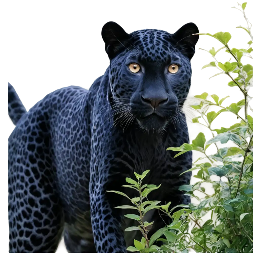 BLACK LEOPARD HIDING IN BUSHES