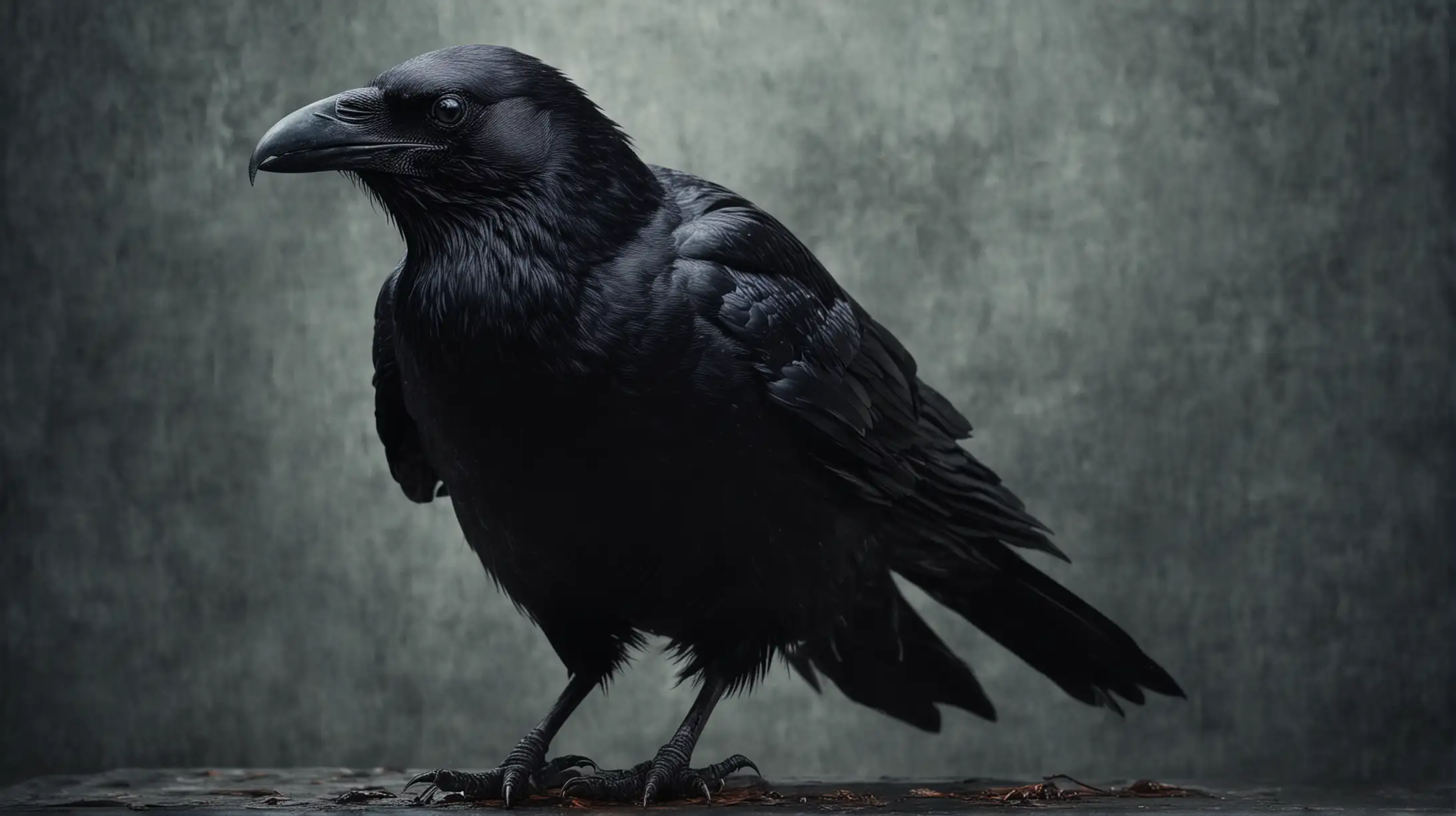 Sinister Black Crow in Dark Forest Scene