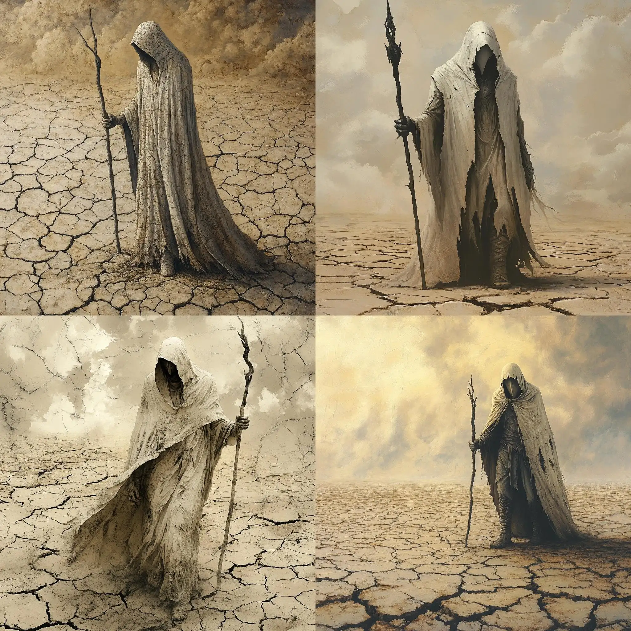 Mysterious-Figure-in-DroughtStricken-Land-with-Hooded-Cloak-and-Staff