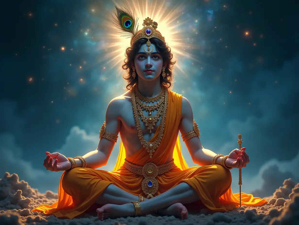 Handsome-Lord-Krishna-Seated-in-Meditation-Amidst-Cosmic-Ocean