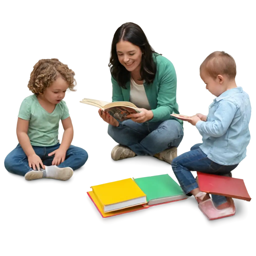 Toddler-Storytime-PNG-Image-Teachers-Reading-to-Toddlers-on-the-Floor-for-Educational-Content