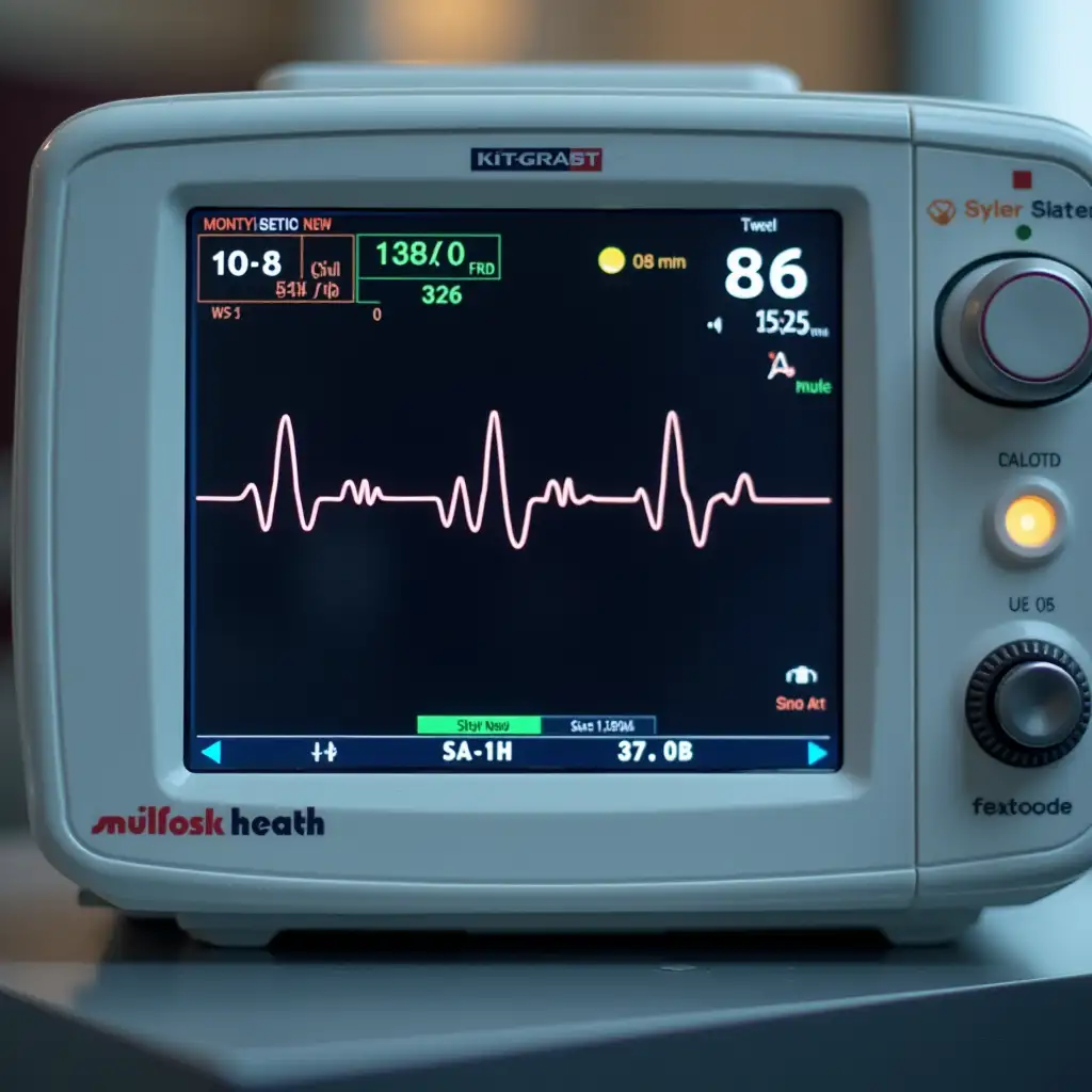 A monitor showing a slow heartbeat