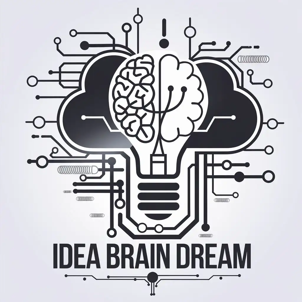 LOGO-Design-For-Idea-Brain-Dream-Transparent-Bulb-with-Filaments-and-Brain